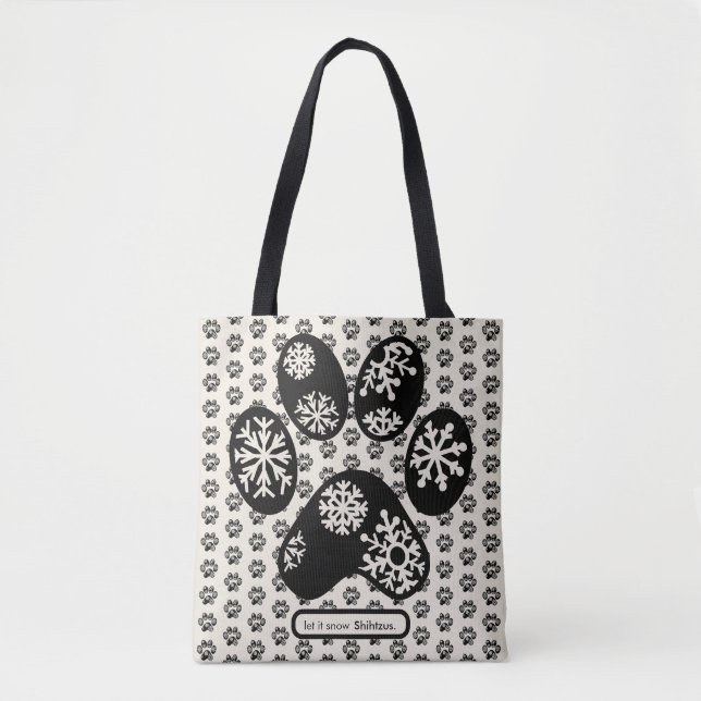 Tote Bag BREVET DE Noël Paw Snowflake sur mesure (Devant)
