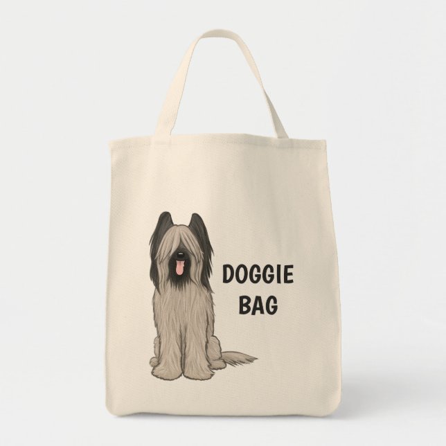 Tote Bag Briard mignon avec le texte fait sur commande (Devant)
