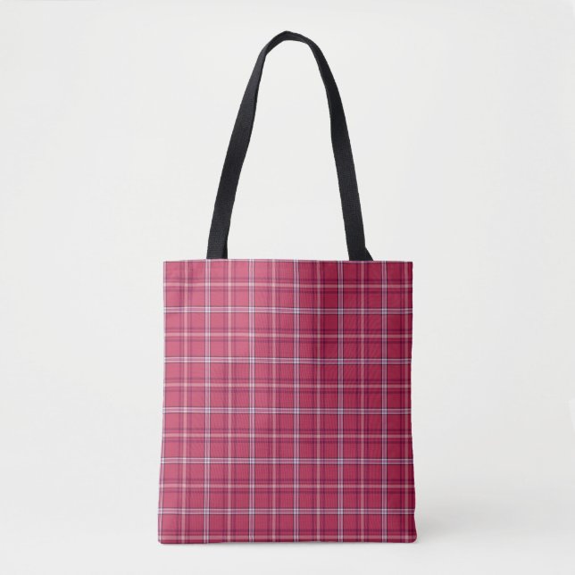 Tote Bag Brick Red and Soft Peach Plaid (Devant)