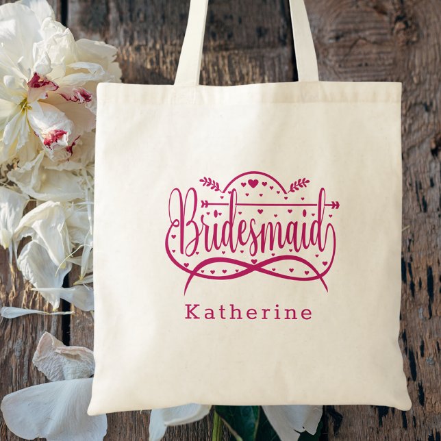 Tote Bag Bridal Favor Bridesmaid Simple Élégant rose classe (Créateur téléchargé)