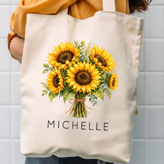 Tote Bag Bridal Shower | Teacher Mom Sunflower Name