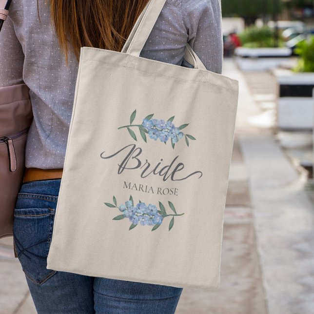 Tote Bag Bride bleue florale personnalisée (Créateur téléchargé)