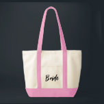 Tote Bag Bride Fourre-tout<br><div class="desc">Le sac fourre-tout est affiché en rose avec un texte spécial Bride. Couleur fourre-tout : naturel/rose</div>