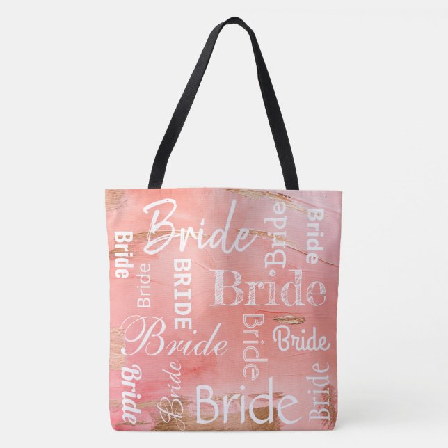 Tote Bag Bride Gold Melon Script Mariage moderne (Devant)