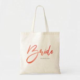 Tote Bag Bride Pêche rose Faux Parties scintillant Mariage 