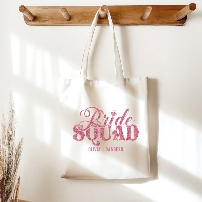 Tote Bag Bride Squad Cute Bright Pink  (Créateur téléchargé)
