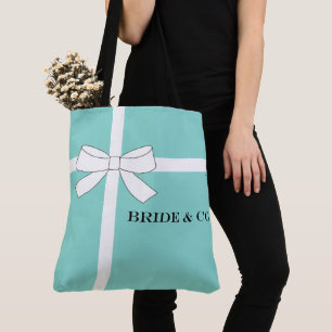 Tote Bag BRIDE Tiara Turquoise Blue Bride Wedding shower