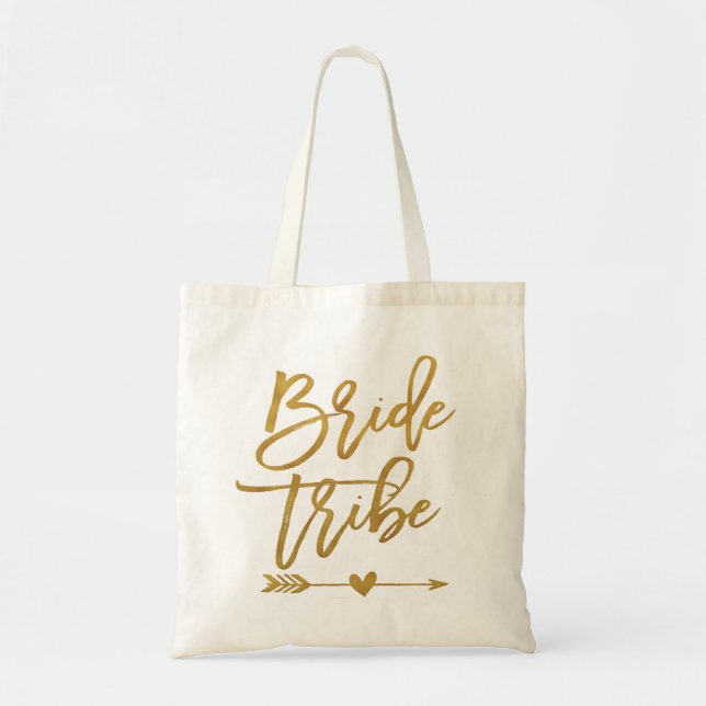 Tote Bag Bride Tribe fausse feuille d'or bridesmaid faveur (Devant)