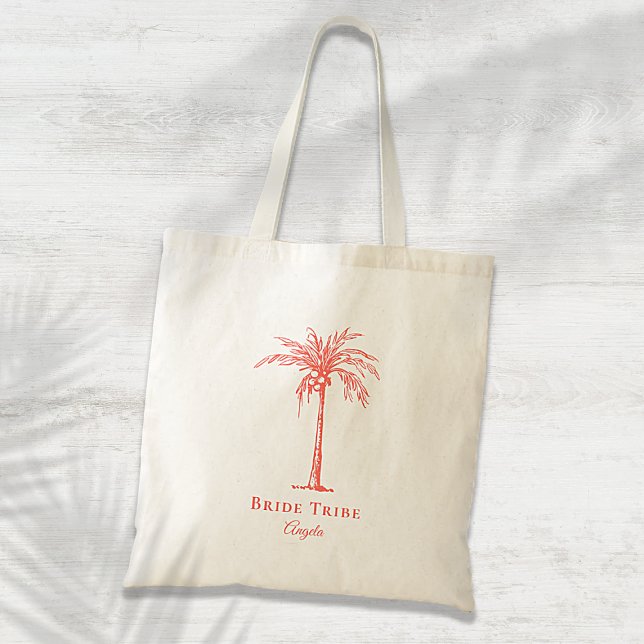Tote Bag Bride Tribe Palmier Corail Personnalisé (Créateur téléchargé)