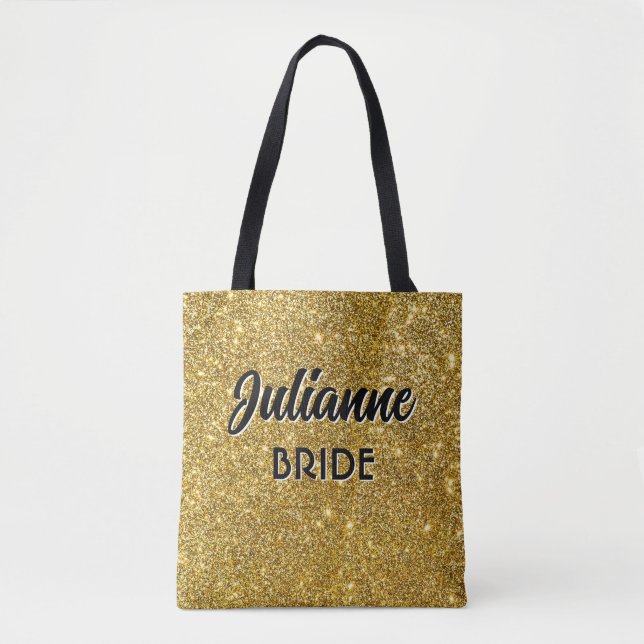 Tote Bag Bride's Bling! Custom cute Wedding attendant (Devant)