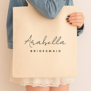 Tote Bag Bridesmaid Bachelorette de script minimaliste mo