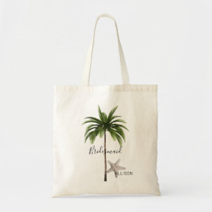 Tote Bag Bridesmaid Beach Wedding Palm Tree Personalized