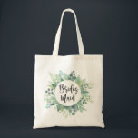 Tote Bag Bridesmaid Cadeau Eucalyptus Mariage de verdure Fo<br><div class="desc">Cadeau de femme de chambre moderne fourre-tout avec verdure botanique. Soirée de mariage.</div>