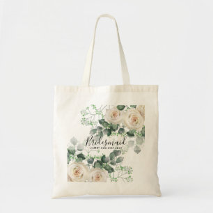 Tote Bag Bridesmaid Cadeaux Roses Blanches Thème Personnali