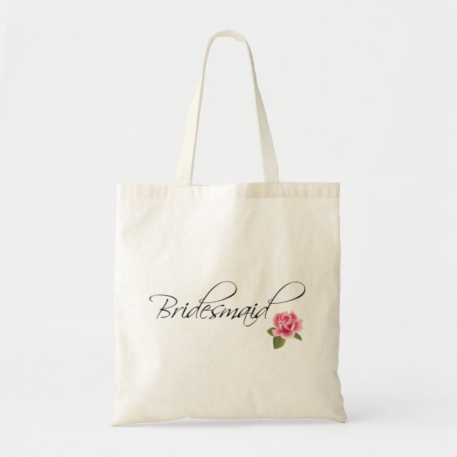 Tote Bag Bridesmaid Calligraphie et Rose (Devant)