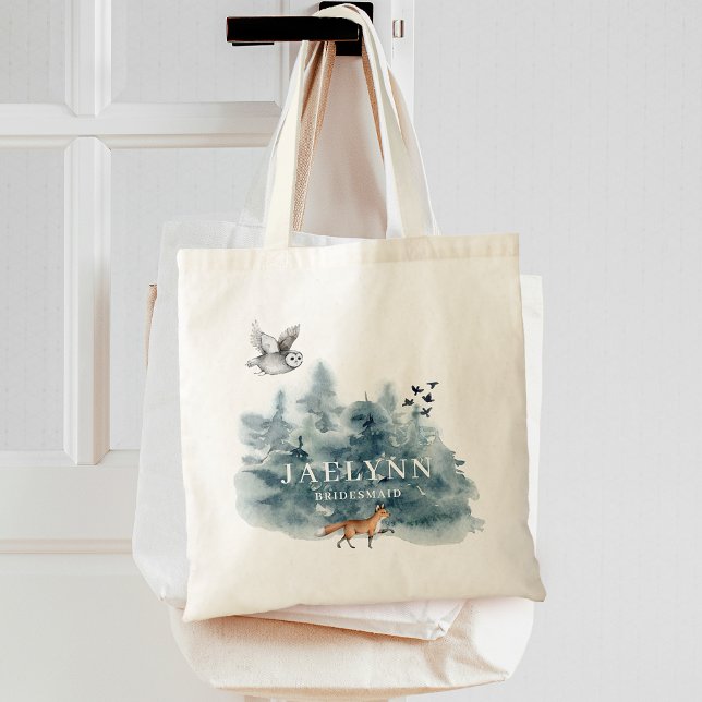 Tote Bag Bridesmaid de la forêt aquarelle (Watercolor Forest Bridesmaid Tote Bag)