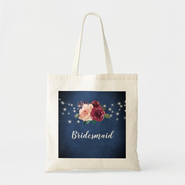 Tote Bag Bridesmaid de la Marine Bleue Bourgogne Rose (Devant)