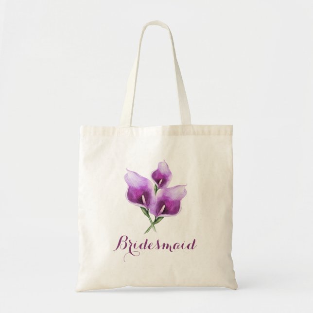 Tote Bag Bridesmaid Floral Purple Calla Lily (Devant)
