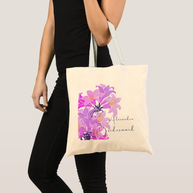 Tote Bag Bridesmaid Floral Purple Plum tendance (Devant (produit))