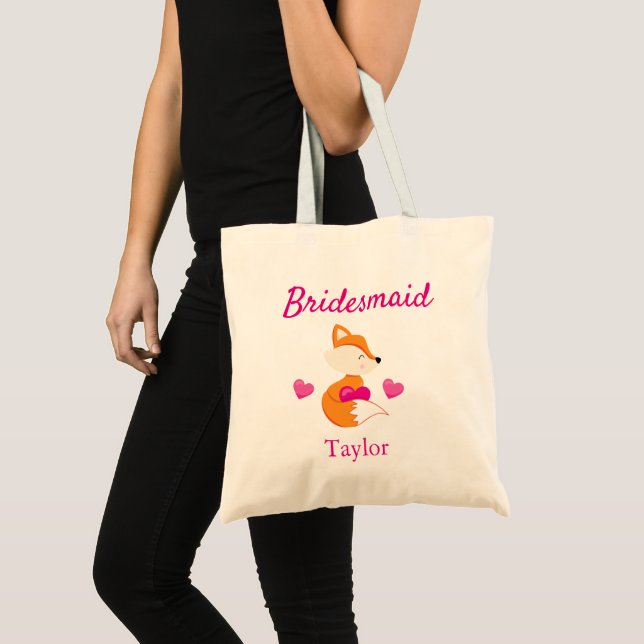 Tote Bag Bridesmaid Fox et Hearts (Devant (produit))
