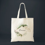 Tote Bag Bridesmaid géométrique Gold Tropical Greenery<br><div class="desc">Ce sac fourre-tout de femme de chambre vert tropicale et d'or géométrique est le cadeau mariage idéal pour présenter vos demoiselles d'honneur et votre femme d'honneur pour un mariage de destination. Le design est composé d'or aquarelle peint à la main et de feuilles de palmiers verts et de bananes aux...</div>