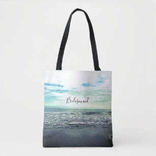 Tote Bag Bridesmaid Gift Beach Océan Mer Bleu Abstrait Cute