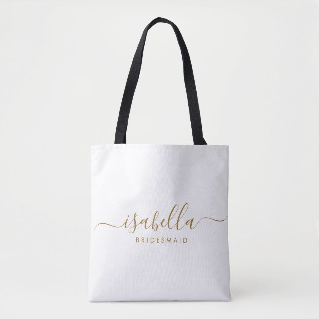 Tote Bag Bridesmaid Gift Gold Nom (Devant)