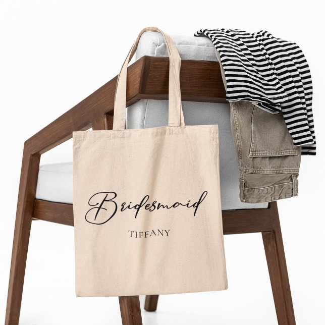 Tote Bag Bridesmaid Personnalisé Chic Minimaliste Mariage (Créateur téléchargé)