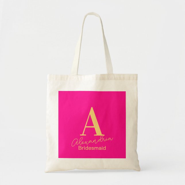Tote Bag Bridesmaid Personnalisé Monogramme Moderne (Devant)