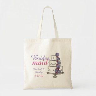 Tote Bag Bridesmaid Pink Purple Mariage Floral Gâteau Fourr