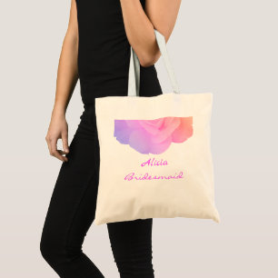 Tote Bag Bridesmaid Rose Rose Nom personnalisé Mariage flor