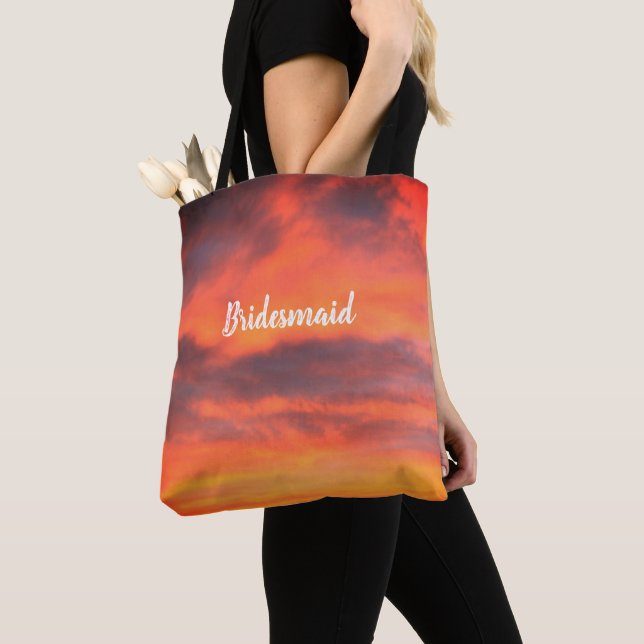 Tote Bag Bridesmaid Sunset Sky Orange Abstrait Cadeau Favor (De près)