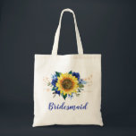 Tote Bag Bridesmaid Tournesol bleu Floral Lumières à cordes<br><div class="desc">Ce sac fourre-tout de femme de chambre présente un tournesol couleur aquarelle et un design rose bleu avec des lampes à cordes. Vous pouvez le personnaliser avec un nom. Visitez notre magasin pour plus de produits avec ce design que vous pouvez customiser pour vos besoins.</div>