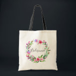 Tote Bag Bridesmaid. Watercolor tropical floral wedding<br><div class="desc">Watercolor pink tropical floral wedding tote bag "Bridesmaid". Please contact me if you need additional items.</div>
