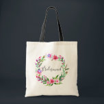Tote Bag Bridesmaid. Watercolor tropical floral wedding<br><div class="desc">Watercolor pink tropical floral wedding tote bag "Bridesmaid". Please contact me if you need additional items.</div>