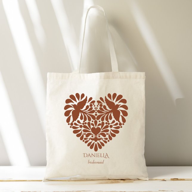Tote Bag Bridesmaids cadeaux talavera nom personnalisé (Bridesmaids gifts talavera wedding personalized name tote bag terracotta heart talavera favors)