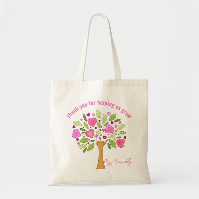 Tote Bag Bright coloré Teacher coeur arbre merci (Devant)