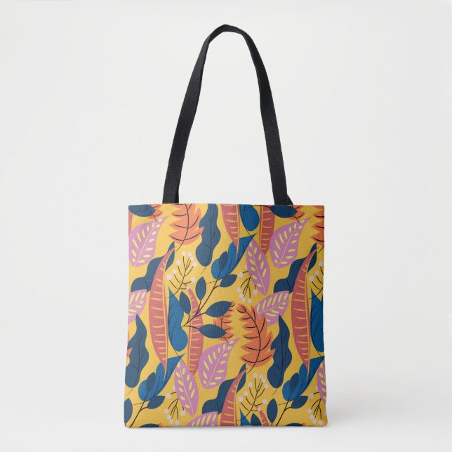 Tote Bag Bright colorful pattern with tropical leaves,berri (Devant)