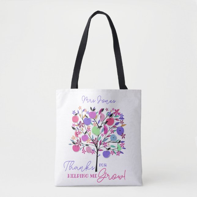 Tote Bag Bright colourful apple tree helping me grow tote b (Devant)