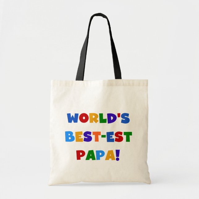 Tote Bag Bright Colours World's Best Papa Tshirts and Gifts (Devant)