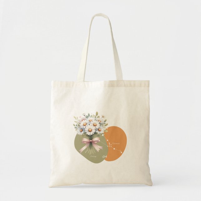 Tote Bag Bright Daisy Taurus Constellation Romantique (Devant)