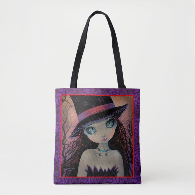 Tote Bag Bright Eyed Witch Big Eye Girl Imaginaire Art (Devant)