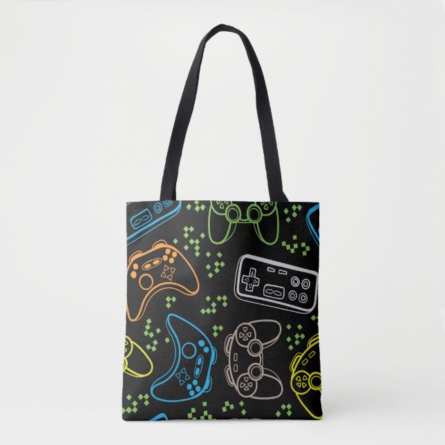 Tote Bag Bright gaming joysticks : motif cool. (Devant)