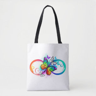 Tote Bag Bright infinity with rainbow butterfly