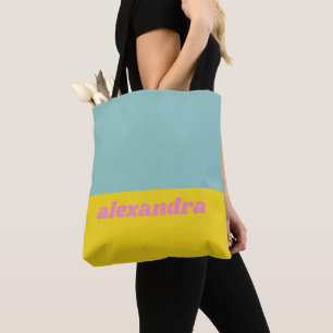 Tote Bag Bright Pastel Color Block Personnalisé