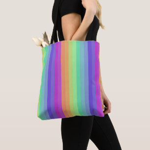 Tote Bag Bright Pastel Rainbow Stripe Fourre-tout