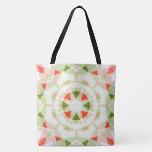 Tote Bag Bright Red Winter Green Star Noël Shopping