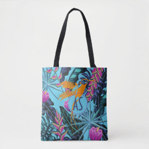 Tote Bag Bright Tropical Folift Motif avec Hummingbird