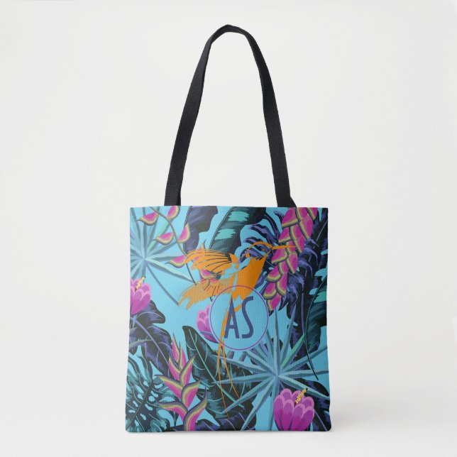 Tote Bag Bright Tropical Folift Motif avec Hummingbird (Devant)
