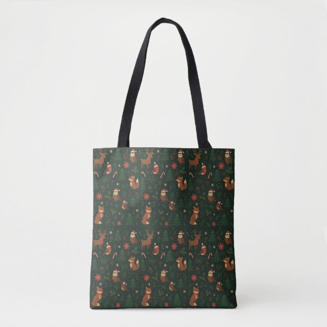 Tote Bag Bright Woodland Noël Motif sans couture (Devant)
